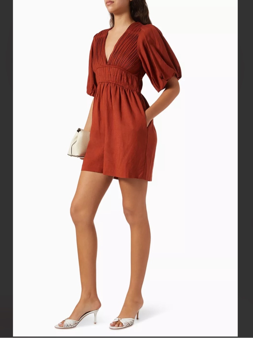 🆕#32~ LA MAISE STUDIO Le Havre Pleated Romper in Brown Rust, Size Sm